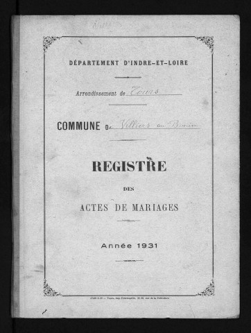 Mariages, 1931