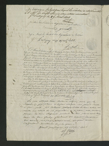 Procès-verbal d'enquête "pour recevoir les observations des différentes personnes qui le jugeront à propos" concernant le déversoir et vanne "du moulin du Grand-Pressigny" (19 avril 1846)