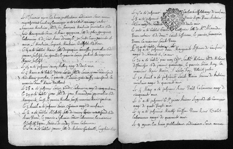 Collection du greffe. Baptêmes, mariages, sépultures, 1724