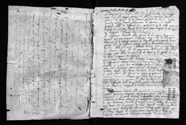 Collection du greffe. Baptêmes, mariages, sépultures, 1681