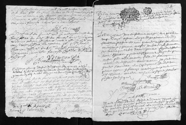 Baptêmes, mariages, sépultures, 1692 - 6NUM6/264/001 à 6NUM6/264/094 : collection du greffe