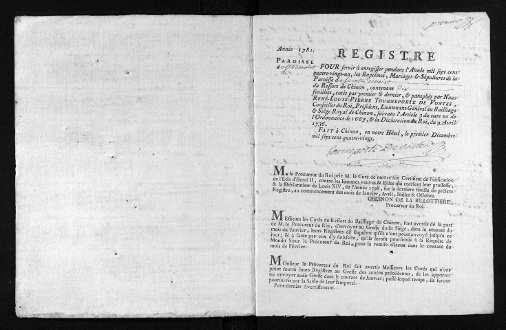 Baptêmes, mariages, sépultures, 1781