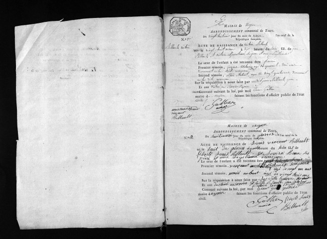 Négron. Naissances, an IX