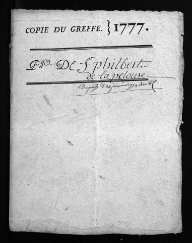 Collection du greffe. Baptêmes, mariages, sépultures, 1777