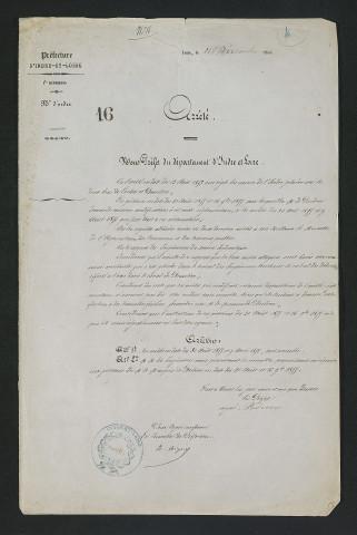 Arrêté annulant les précédents arrêtés des 30 août 1855 et 9 avril 1856 (11 décembre 1856)