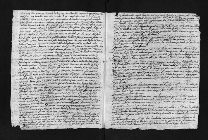 Baptêmes, mariages, sépultures, 1733