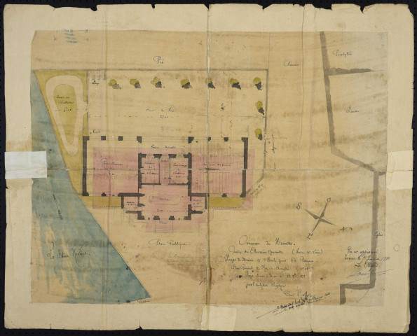 Ecoles et mairie, acquisition d'une maison d'école ; construction d'une mairie et d'une école de garçons ; construction d'une école de filles : devis, plans, correspondance.