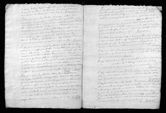 Collection du greffe. Baptêmes, mariages, sépultures, 1757