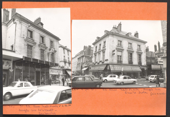 51, 53 rue Nationale, angle rue Néricault Destouches ; 66 rue Nationale, angle rue Émile Zola.
