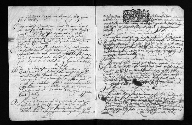 Baptêmes, mariages, sépultures, 1698