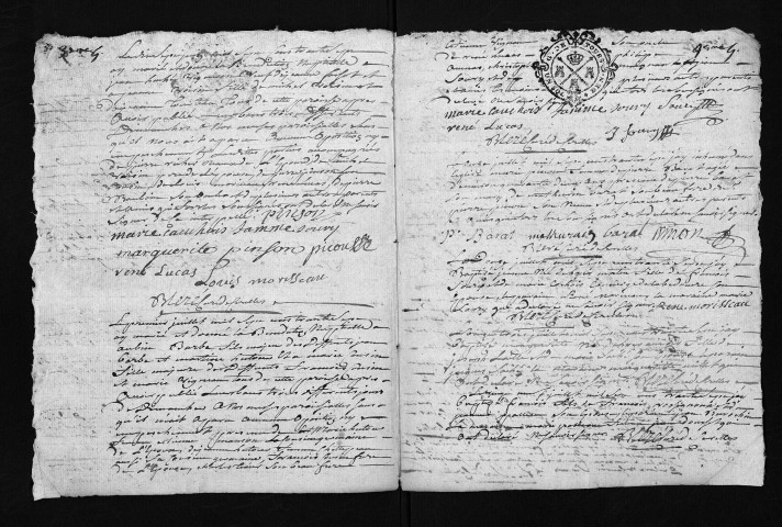 Collection du greffe. Baptêmes, mariages, sépultures, 1737