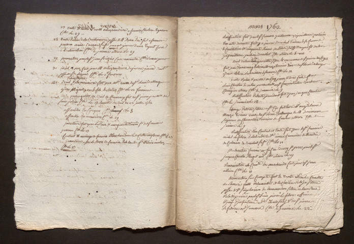 Répertoires sous forme de cahiers, années 1762-1765