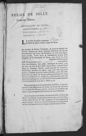 Centième denier et insinuations suivant le tarif (9 mai 1735-26 novembre 1738)