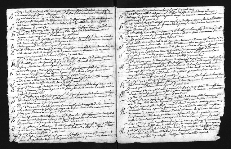 Collection du greffe. Baptêmes, mariages, sépultures, 1702-1708