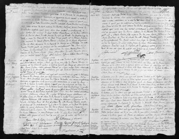 Collection du greffe. Baptêmes, mariages, sépultures, 1778