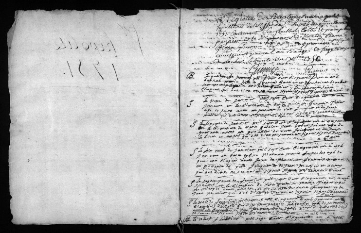 Baptêmes, mariages, sépultures, 1751