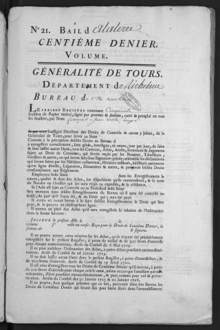 Centième denier (1er juin 1776-8 mai 1777) et insinuations suivant le tarif (1er janvier 1776-8 mai 1777)