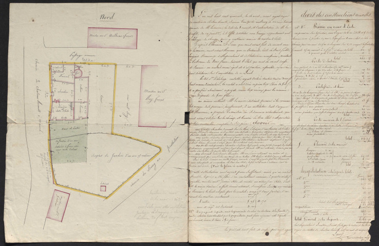 Mairie-école (1842-1882), église (1846), presbytère (1866-1926), cimetière (1847), monument aux morts (1922-1926) : travaux de construction et d'entretien.