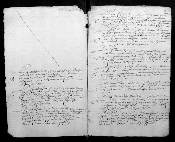 Collection du greffe. Baptêmes, mariages, sépultures, 1670