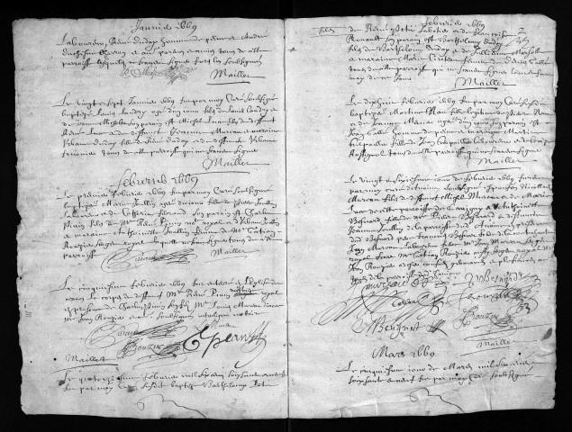 Baptêmes, mariages, sépultures, 1669-1670
