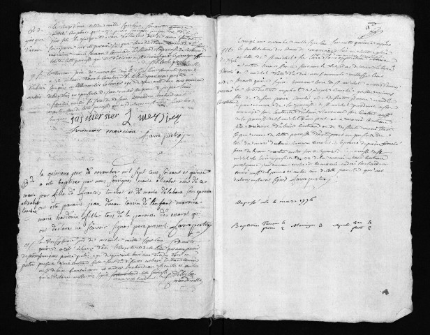 Collection du greffe. Baptêmes, mariages, sépultures, 1775