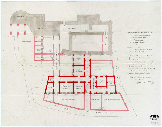 Plan du rez-de-chaussée de la prison de Loches.