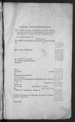 Centième denier et insinuations suivant le tarif (1er mai 1734-17 août 1746)