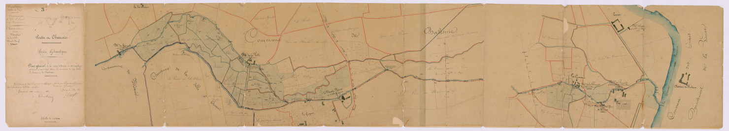 Plan général de la rivière d'Esves et de ses moulins situés dans les communes de la Celle-Saint-Avant et de Balesmes (5 mai 1860)