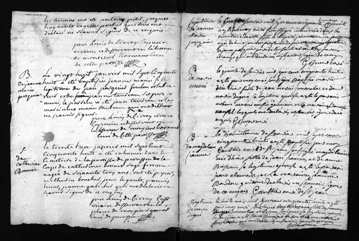 Collection du greffe. Baptêmes, mariages, sépultures, 1758