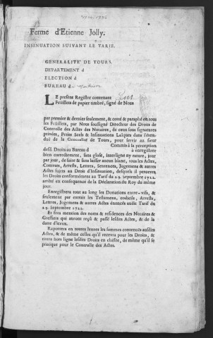 Centième denier et insinuations suivant le tarif (8 juillet 1734-2 novembre 1736)