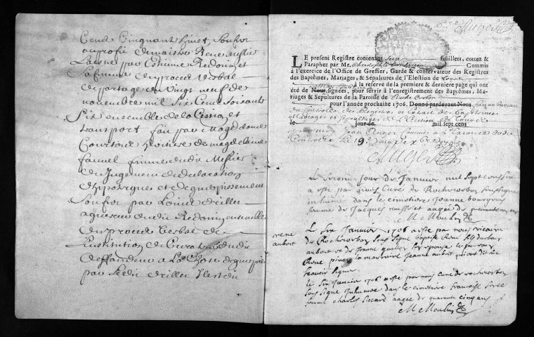 Baptêmes, mariages, sépultures, 1706