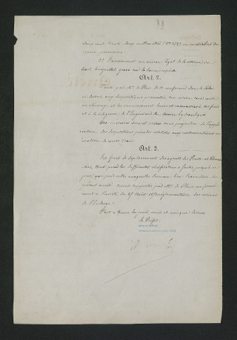 Arrêté de mise en demeure d'exécuter les travaux prescrits (15 juin 1860)