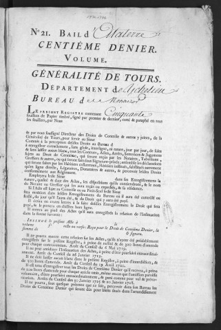 Centième denier et insinuations suivant le tarif (13 avril 1771-27 août 1772)