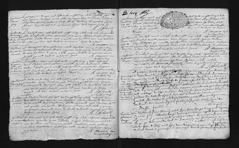 Collection du greffe. Baptêmes, mariages, sépultures, 1725