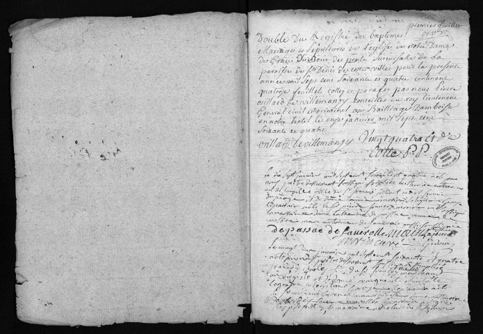 Collection du greffe. Baptêmes, mariages, sépultures, 17 janvier-21 décembre 1764