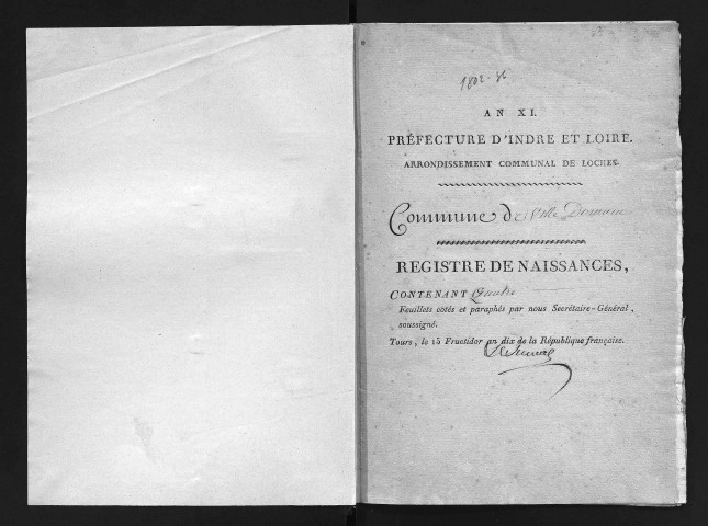 Naissances, mariages, décès, an XI-1836