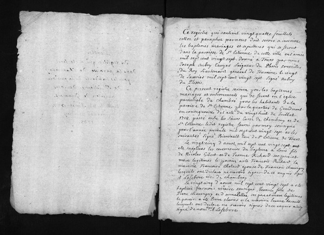 Baptêmes, mariages, sépultures enregistrés dans la paroisse de Chambray pour des paroissiens de Saint-Étienne, 1727-1742