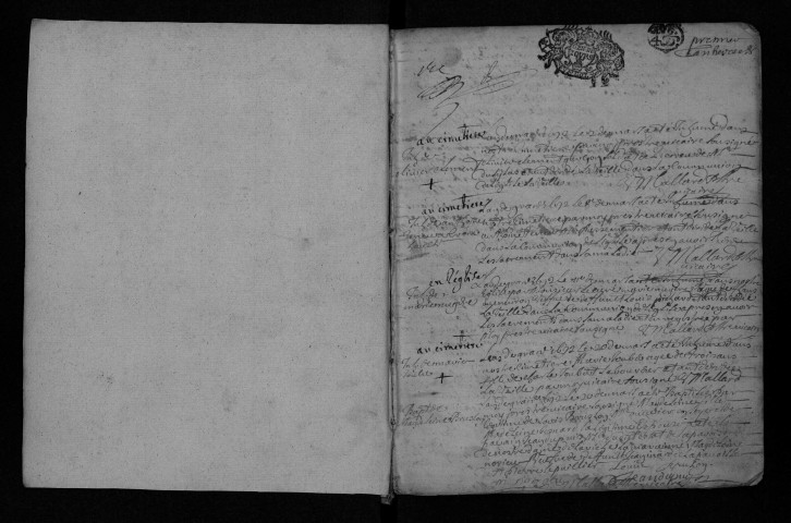Collection communale. Baptêmes, mariages, sépultures, 1692-1700