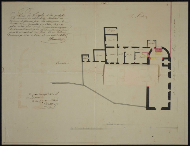 Plan d'ensemble de l'église et du presbytère.