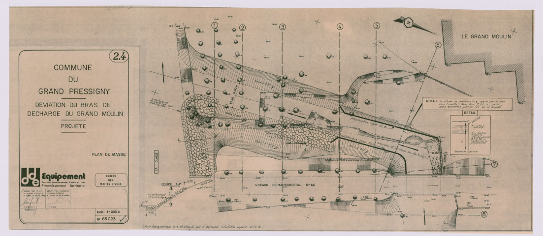 Déviation du bras de décharge du Grand Moulin, projet : plan de masse (12 décembre 1983)