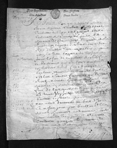 Collection du greffe. Baptêmes, mariages, sépultures, 1757