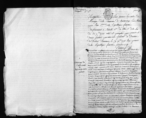 Mariages, 1793-an II