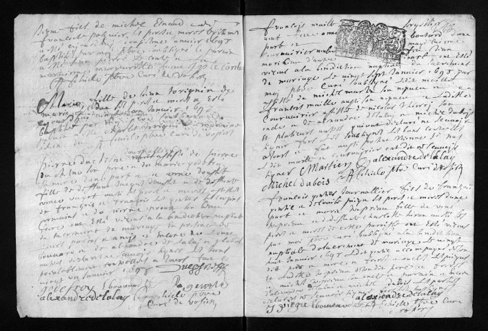 Collection du greffe. Baptêmes, mariages, sépultures, 1698