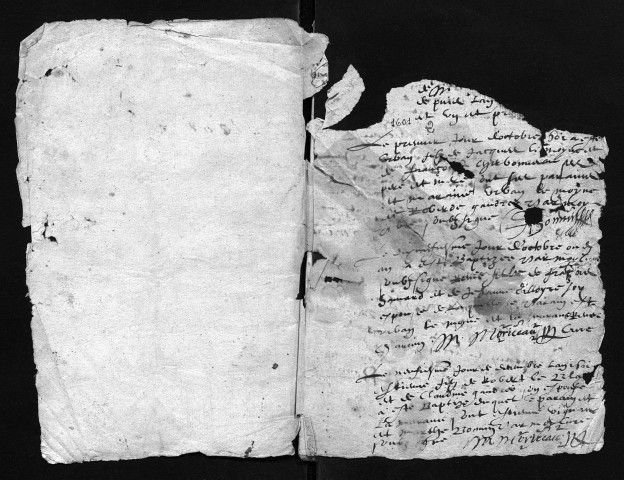 Collection communale. Baptêmes, mariages, sépultures, 1603-1681 (nombreuses lacunes) - En raison de leur état, deux registres n'ont pas été numérisés