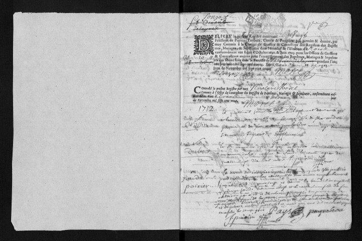 Collection communale. Baptêmes, mariages, sépultures, 1712-1723