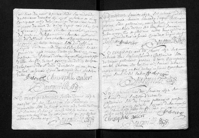 Collection communale. Baptêmes, mariages, sépultures, 1672-1674