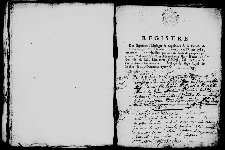 Collection du greffe. Baptêmes, mariages, sépultures, 1781-1792 - Numérisation des microfilms réalisée à partir de la collection du greffe