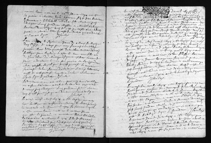 Collection du greffe. Baptêmes, mariages, sépultures, 1698