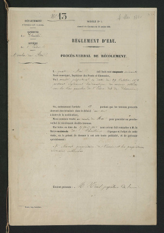 Procès-verbal de récolement (4 mai 1860)