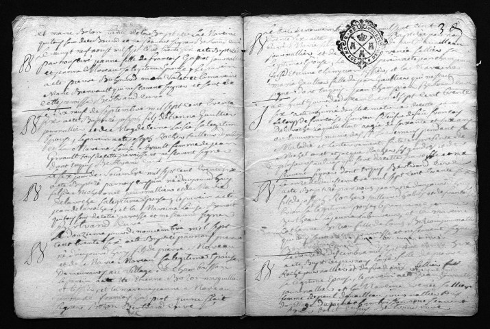 Collection du greffe. Baptêmes, mariages, sépultures, 1736